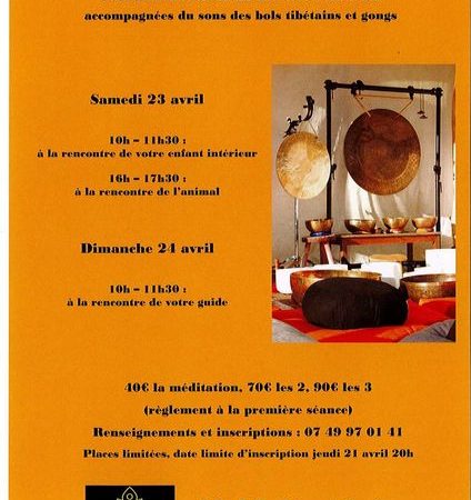 3 Méditations à la rencontre de …accompagnées du son des bols tibétaines  et Gongs