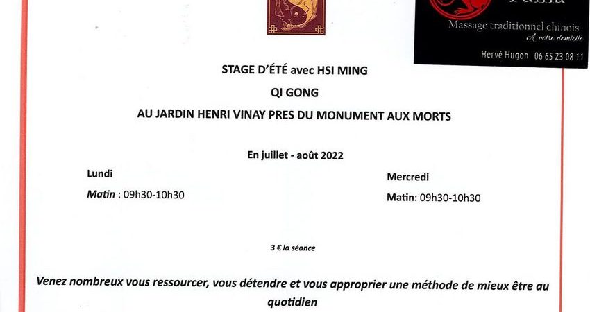 Stage d’été Qi Gong