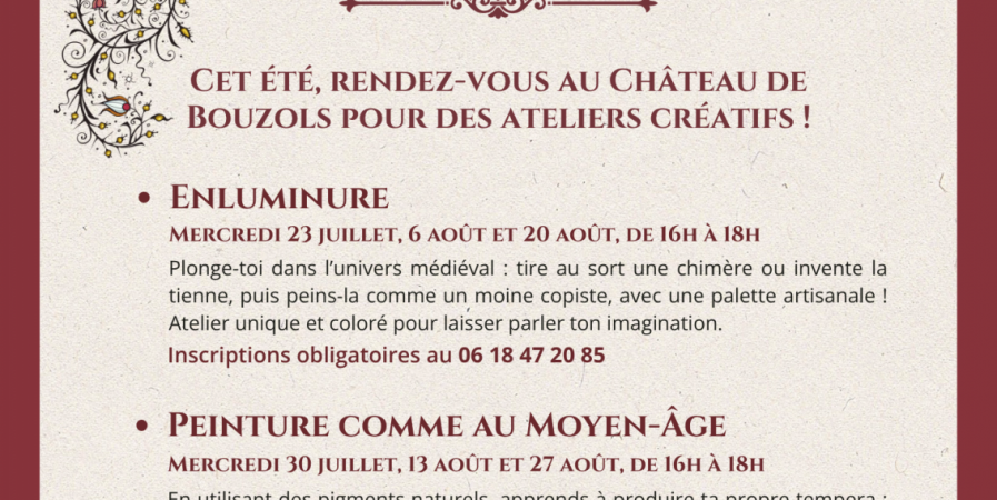 Atelier peinture au château de Bouzols