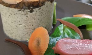 Bavarois lentille et truite fumée